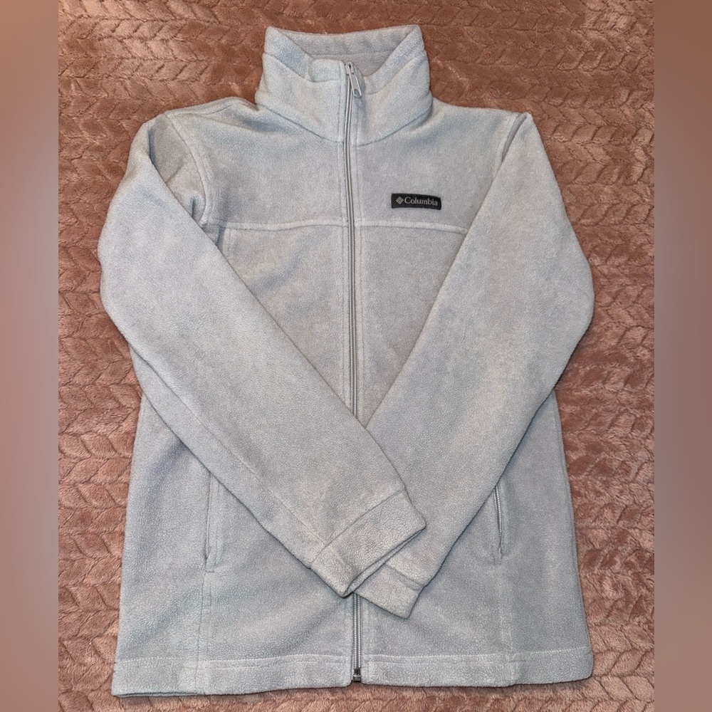 Columbia Girls Grey Full Zip Fleece Jacket Cozy Lightweight Size M